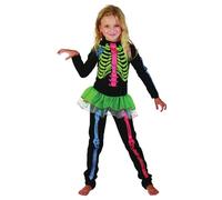 Halloween Child's All In One Jumpsuit with Tutu Neon Skeleton Costume 122-134cm