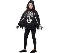 Smiffys Skeleton Kit, Black & White with Poncho & Gloves, Halloween Child Fancy Dress, Skeleton Dress Up Accessories
