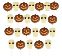 Halloween Chocolate Lollies 30g - Skull & Pumpkin Shaped Chocolate Treats - Individually Wrapped Halloween Sweets (24 x Lollies)