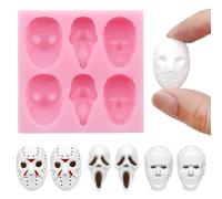 Halloween Chocolate Mold 3D Skull Scary Movie Characters Pink Silicone Molds Halloween Theme Food Grade Chocolate Molds Homemade Molds