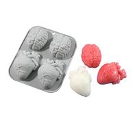 Halloween Chocolate Molds | Baking Mold Horror Candle Maker Heart and Brain Shaped,4 Cavity Aromatherapy Molds Chocolate Mold Epoxy Resin Casting