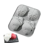 Halloween Chocolate Molds,Candle Maker Heart and Brain Shaped Baking Mold Silicone Molds - 4 Cavity Aromatherapy Chocolate Mold Epoxy Resin Casting
