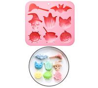 Halloween Chocolate Moulds,1PC Ghost Bat Pumpkin Skull Spider Web Silicone Mold,Halloween Candy Molds DIY Baking Mould for Making Chocolate Sweets Cookie Jelly Cake Decoration (Pink)