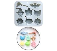 Halloween Chocolate Moulds,1PC Ghost Bat Pumpkin Skull Spider Web Silicone Mold,Halloween Candy Molds DIY Baking Mould for Making Chocolate Sweets Cookie Jelly Cake Decoration (Blue)