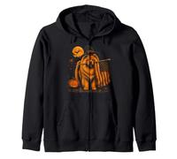 Halloween Chow Chow Dog Lover Vintage USA Flag Halloween Zip Hoodie