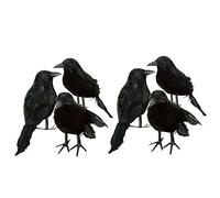 Halloween Christmas Ornament Cute 6pcs Halloween Black Feathered Realistic Looking Decoration Birds Little Christmas Ornament (Black, 10cm)