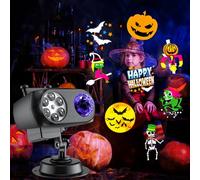 Halloween Christmas Projector Lights, Xndryan Xmas LED Projector with Remote Control Timer Indoor Outdoor Waterproof Holiday Decorations Lights with 12 Slides Patterns and 3D Ocean Wave Effects