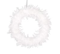Halloween Christmas White Feather Wreath for Front Door Ornaments 11.81 in Shiny Feather Christmas Ornaments Wall Porch Decor for All Seasons Fairy Style Xmas Party Props for Home Fireplace Window