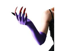 Halloween Claw Gloves with Scary Long Colored Nails Fancy Dress Crow Maleficent Paw Fingernails Mittens Cosplay Costume Elbow Length Ghost Handwear Dress Up Accessory for Masquerade Fantasy Carnival