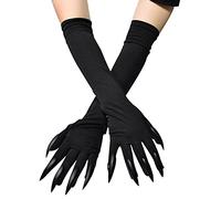 Halloween Claws Gloves with Glitter Nails Witch Long Black Monster Paws Gloves with Scary Long Nails Funny Ghost Cosplay Costume Gloves Fancy Dress (black)
