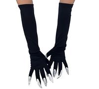 Halloween Claws Gloves with Glitter Nails Witch Long Black Monster Paws Gloves with Scary Long Nails Funny Ghost Cosplay Costume Gloves Fancy Dress (silver)