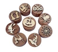 Halloween Clay Stamps - 9pcs Wooden Stamper Set for Kids | Halloween Dough Stampers for Plasticine Crafts | Children's Clay Tool Set | Fun Craft Stamp Kit for Handmade Modeling | Educati