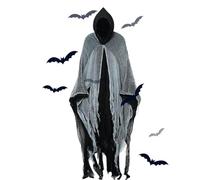 Halloween Cloak with Hook for Adults, Halloween Cloak for Adults, Unisex Scary Cloak Capes, Dress Up Cloaks with White Mesh Design for Halloween Party, Theme Dance and Activities