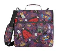 Halloween Clothing Elements Seamless Pattern 3 Ringing Organizer Binder with Shoulder Strap Includes Zip Pocket Document Organizer Bag Suitable for Middle School