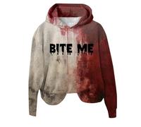 Halloween Clothing For Women Bloody Tops With Funny Letters Prints Clothes Blood Splatter Hooded Sweatshirt Womens Hoodie Long