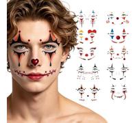 Halloween Clown Face Stickers Waterproof Masquerade Cosplay Props | Cosplay Party Face Stickers for Teens Adults Party Gatherings Themed Event Carnival Concerts Masquerade Performances