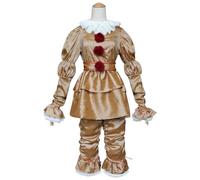 Halloween Clown Pennywise Fancy Dress Costume Outfit Full Set For Adults And Kid(Size:XXXL,Color:Gold)