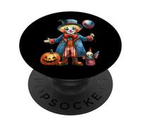 Halloween Clown With Pumpkin And Balloon Magic PopSockets Adhesive PopGrip