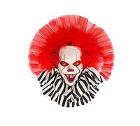 Halloween Clown Wreath Glowing, Horror Clown Wreaths, Lighted Up Wall Decor Party Props,Scary Hanging Ornament for Front Out Door Window Wall Halloween Decoration (A1)
