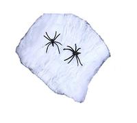 Halloween Cobweb Decoration with Spiders - Stretchable Spider Web in Orange, White & Black - Indoor Outdoor Haunted House Party Décor for Halloween, Yard, Porch, Trees, Windows & Walls (White)