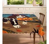 Halloween Cocker Spaniel Dog Rectangle Tablecloth 60x80 Inch, Horror Puppy Graveyard Pattern Table Cover, Spooky Scary Party Decorations for Kitchen Banquet Picnic Camping