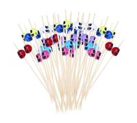 Halloween Cocktail Sticks,100 Pcs 4.7 Inch Bamboo Cocktail Picks Skull Food Picks Fruit Skewers Toothpicks for Appetizer Drink Dessert Sandwich Halloween Party Supplies (Colorful)