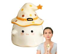 Halloween Coffee Cup Cute Ghost Pattern Ceramic Ship, Spooky Drink Container with Lid | Halloween Morning Beer Receptacle, Mystery Seasonal Kitchen Accessory