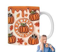 Halloween Coffee Cups - 350ml, Ghost Pumpkin Pattern Tea Cup | 12oz Hot Cocoa Mugs Ceramic Coffee Drinking Cup for Hot Or Cold Beverages