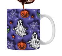 Halloween Coffee Cups - 350ml, Ghost Pumpkin Pattern Tea Cup | 12oz Hot Cocoa Mugs Ceramic Coffee Drinking Cup for Hot Or Cold Beverages
