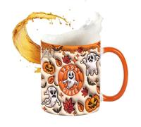 Halloween Coffee Cups, 350ml Spooky Mug, Ceramic Travel Aesthetic Kitchenware for Men Women Lovers Coworkers Party Birthday Holiday Thanksgiving Autumn Fall Home Decoration