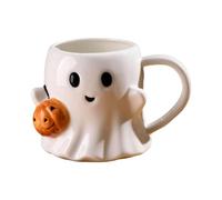 Halloween Coffee Mug Ceramic Ghost Mugs with Handle Ghostly Coffee Cup Cute Cartoon Cups Shaped Mug Halloween Novelty Gift for Your Loved Ones (A)