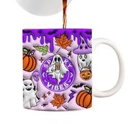 Halloween Coffee Mug - Cute Ghost Cup with Handle - 350 ml Ceramic Mug with Handle Haunted Design for Autumn Holidays Tea Birthday Men Women