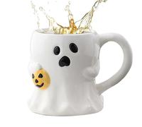 Halloween Coffee Mug, Ghost Face Ceramic Cup, Gothic Spooky Design, 400ml Durabled Drinkware, Tea and Coffee Perfect for Home, Parties, Fall Holidays, Ceramic White Black