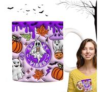 Halloween Coffee Mug | Ghost Motif Autumn Coffee Cup - 350 ml Ceramic Mug with Handle Haunted Design for Autumn Holidays Tea Birthday Men Women