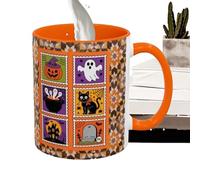 Halloween Coffee Mugs, Spooky Ceramic Drinks, 13oz Heat Insulated Mug for Hot Drinks, Autumn Coffee Tea, Christmas Holiday Home or Office Celebrations