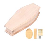Halloween Coffin Box, DIY Wooden Coffin Prop for Dollhouse Accessories, Unfinished Birch Craft Kit with Handles and Stickers for Halloween Decor or Pet Casket