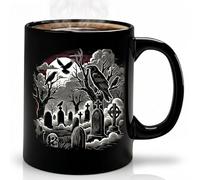 Halloween Color Changing Mug - 11oz Heat Sensitive Coffee Cup with Raven & Cemetery, Spooky Thermal Reactive Ceramic Mugs, Unique Gift for Friends, Women, Men (Raven)