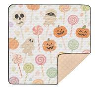Halloween Colorful Candy Pumpkin Cute Foldable Baby Floor Play mat for Floor Non-Toxic Foldable Tummy Time Activity Mat for Babies Infants Toddlers, 50'' x 50''tapete Piano para Bebes