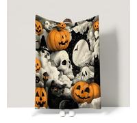 Halloween Colorful Travel Blankets Fantastic Dark Festive Artistic Throw Blanket Soft Fuzzy Cozy For children teenagers adults and the elderly Throw (130 x 150CM)