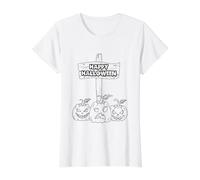 Halloween Coloring and Painting Yourself Value Graphic T-Shirt, Women, White, S