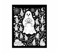 Halloween Coloring Blanket, DIY Coloring Blankets for Adults & Kids Color Your Own Throw Blanket Patterns Washable Cozy Doodle Mat for Home Party & Birthday，D