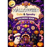 Halloween Coloring Book: 43 Cute & Spooky Halloween Coloring Pages for Kids Ages 5-10 | Bold & Easy Designs with Ghosts, Pumpkins, Bats, Cats, Candy & More