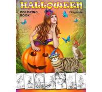 Halloween Coloring Book. Grayscale: Coloring Book for Adults