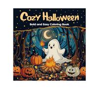 Halloween Coloring Book, Relaxing Creative Activity, 21x21x2cm, Fun Large Print Coloring Pages, Simple Activity Book, Creativity Boosting Design, for Kids and Adults