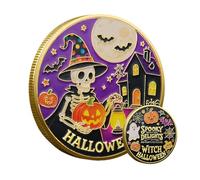 Halloween Commemorative Coin - Pumpkin Lantern & Skull Coin | Collectible Souvenir, Fantasy Art Decoration, Novelty Party Favor For Kids, Adults & Collectors