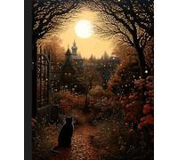 Halloween Composition Notebook College Ruled: Black Cat in the Moon Light Journal Notebook, Gothic Dark Academia Journal Notebook for School, Work | 7.5 X 9.25 | 100 College Ruled Pages