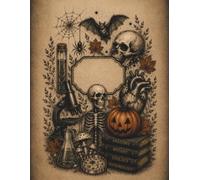 Halloween Composition Notebook: College Ruled Vintage Gothic Anatomy Journal | Skull, Pumpkin, Botany Theme| Students, Women, Men, Teens