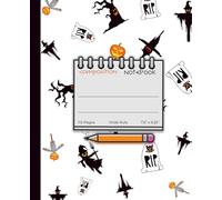Halloween Composition Notebook - Wide Ruled - 110 Pgs - 7.5 x 9.25 - Scarecrow Shadows Design for Kids, Students & Teachers: Pumpkin-Head Scarecrow ... Notes, Spooky Writing, and Classroom Use