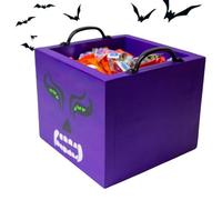 Halloween Cookie Box Scary and Funny Decoration Bucket Made of Wood | Deep trick candy box for haunted house party, bar, living room, cafe, girls and students