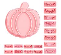 Halloween Cookie Cutter,17 pc 3D Raised Pressable Pumpkin Head Biscuit Cutters for Halloween Make Pumpkin Cookies Decorate Chocolate Pie Cupcakes